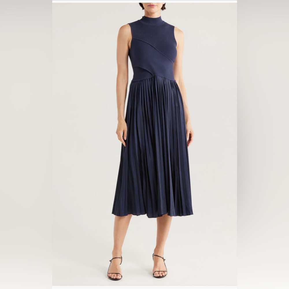 Derek Lam Navy Sleeveless Midi Dress